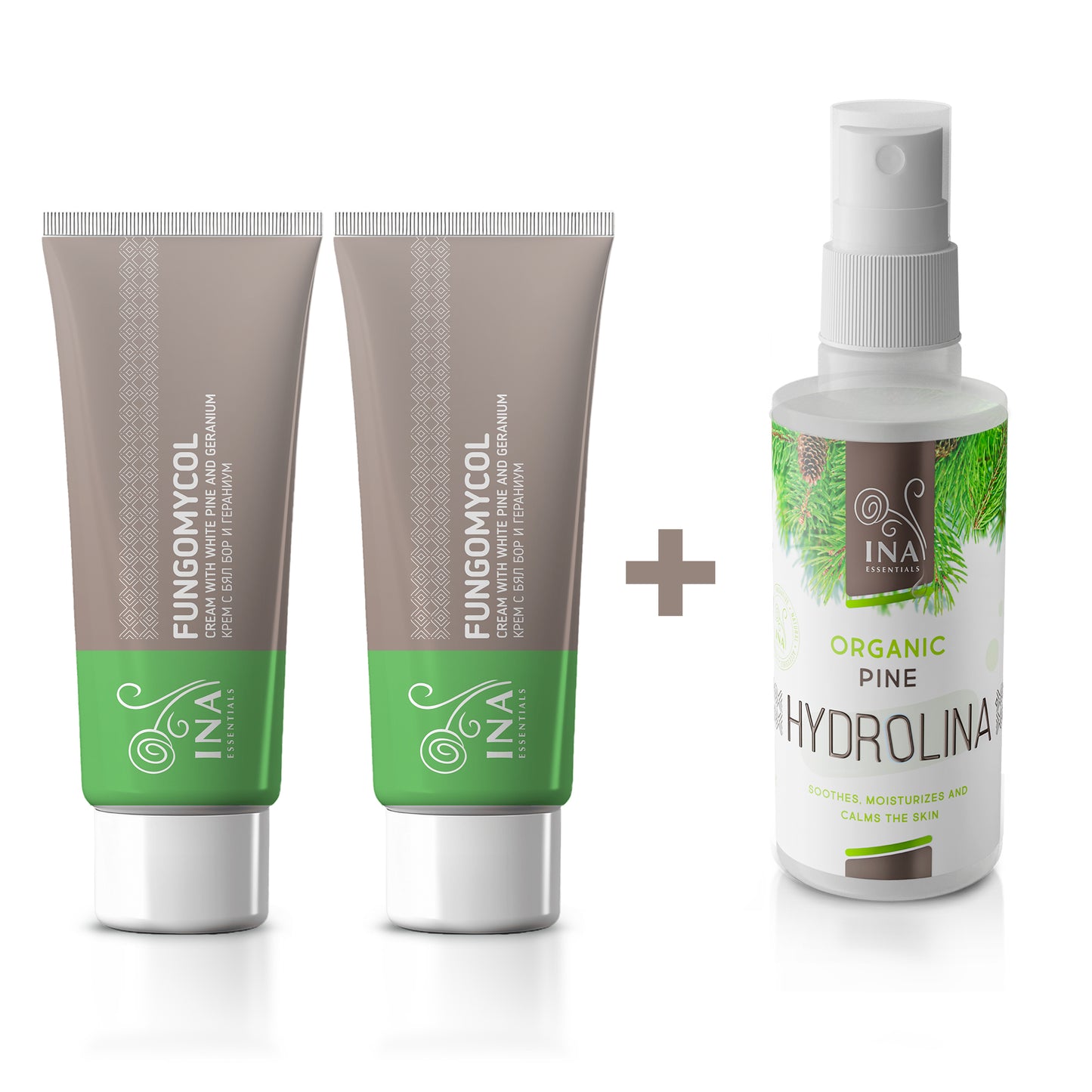 Cumpără 2 creme pentru ciuperca unghiilor și piele uscată și crăpată și primești gratuit 1 apă organică de pin alb