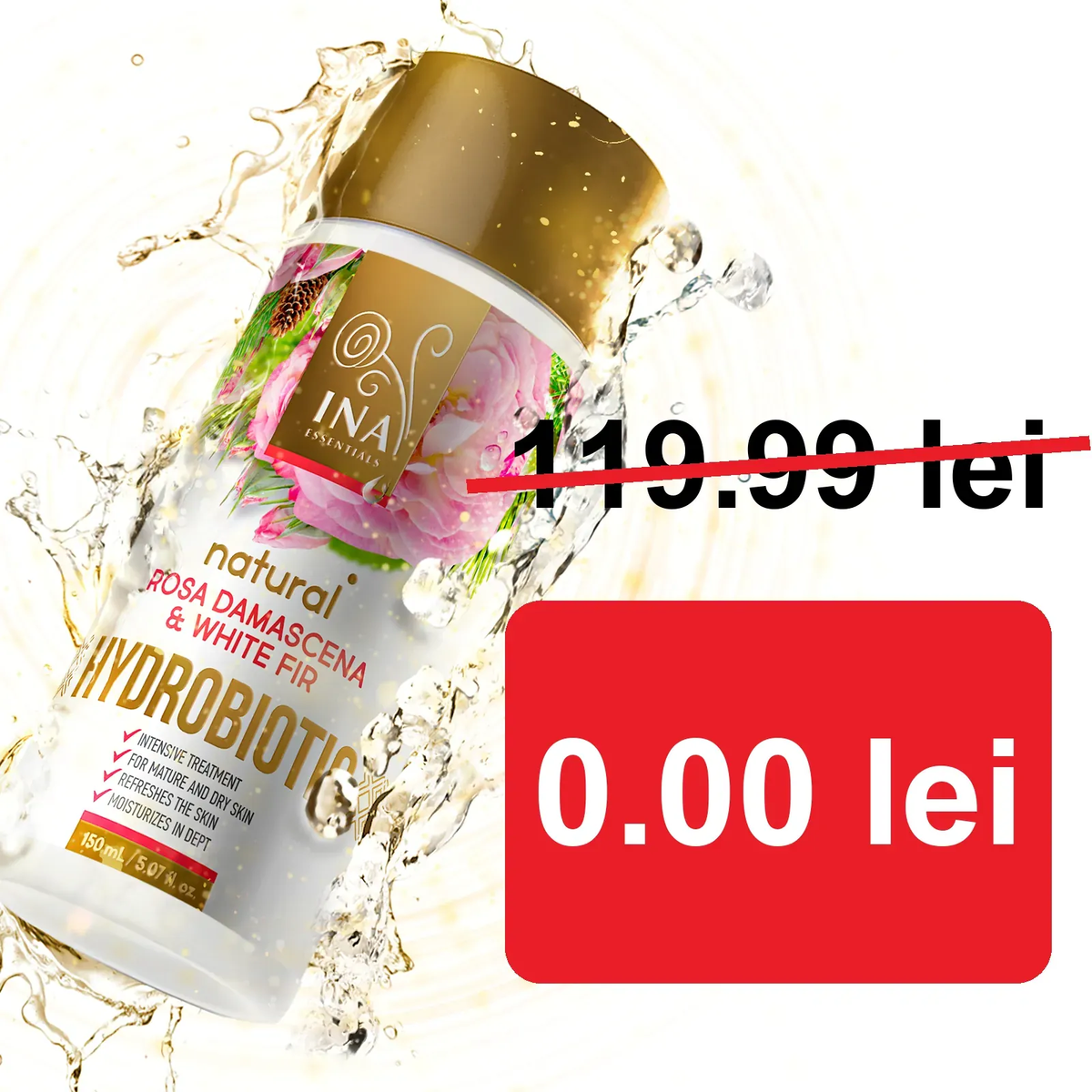 + Cadou Hydrobiotic - Trandafir, Brad alb & coajă de Lămâie - îngrijire intensivă Anti-Age