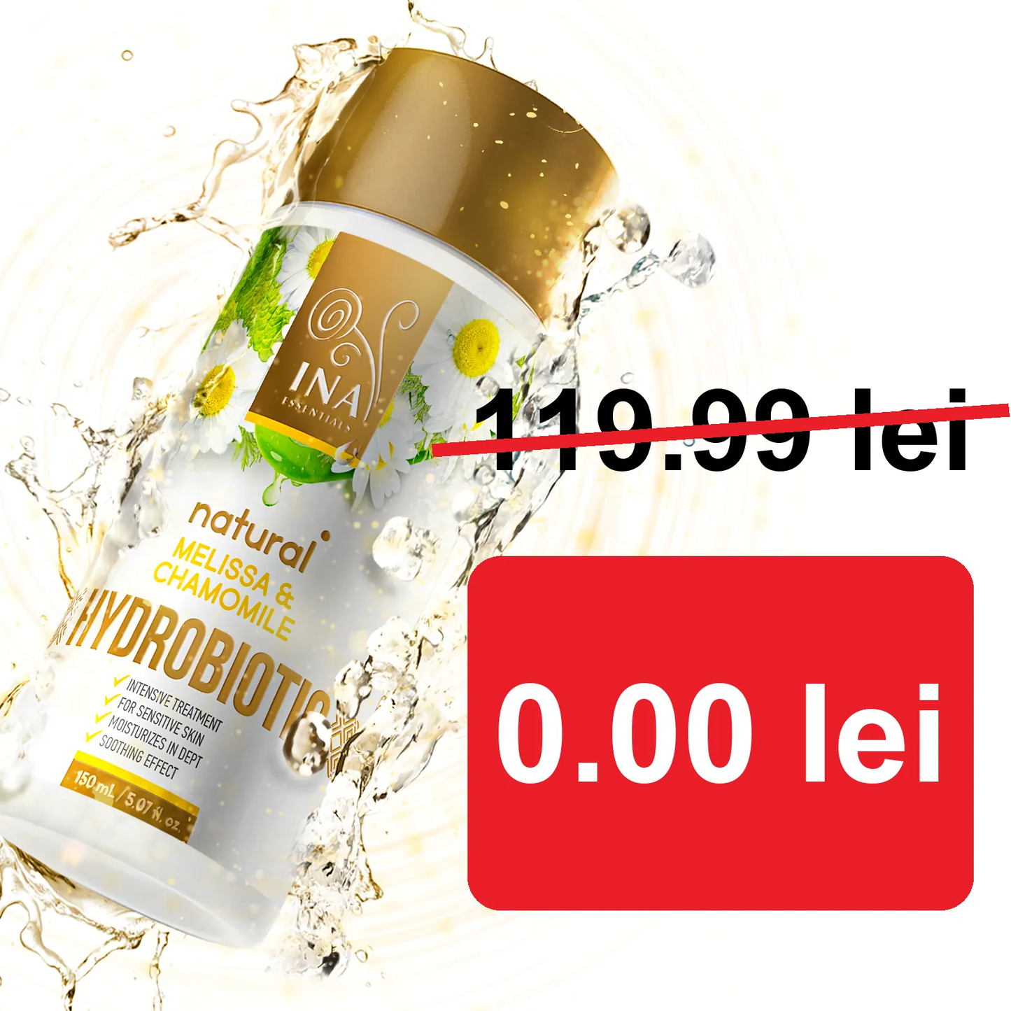 + Cadou Hydrobiotic - Mușețel, Melissa & Aloe Vera - îngrijire liniștitoare intensivă pentru piele Sensibilă