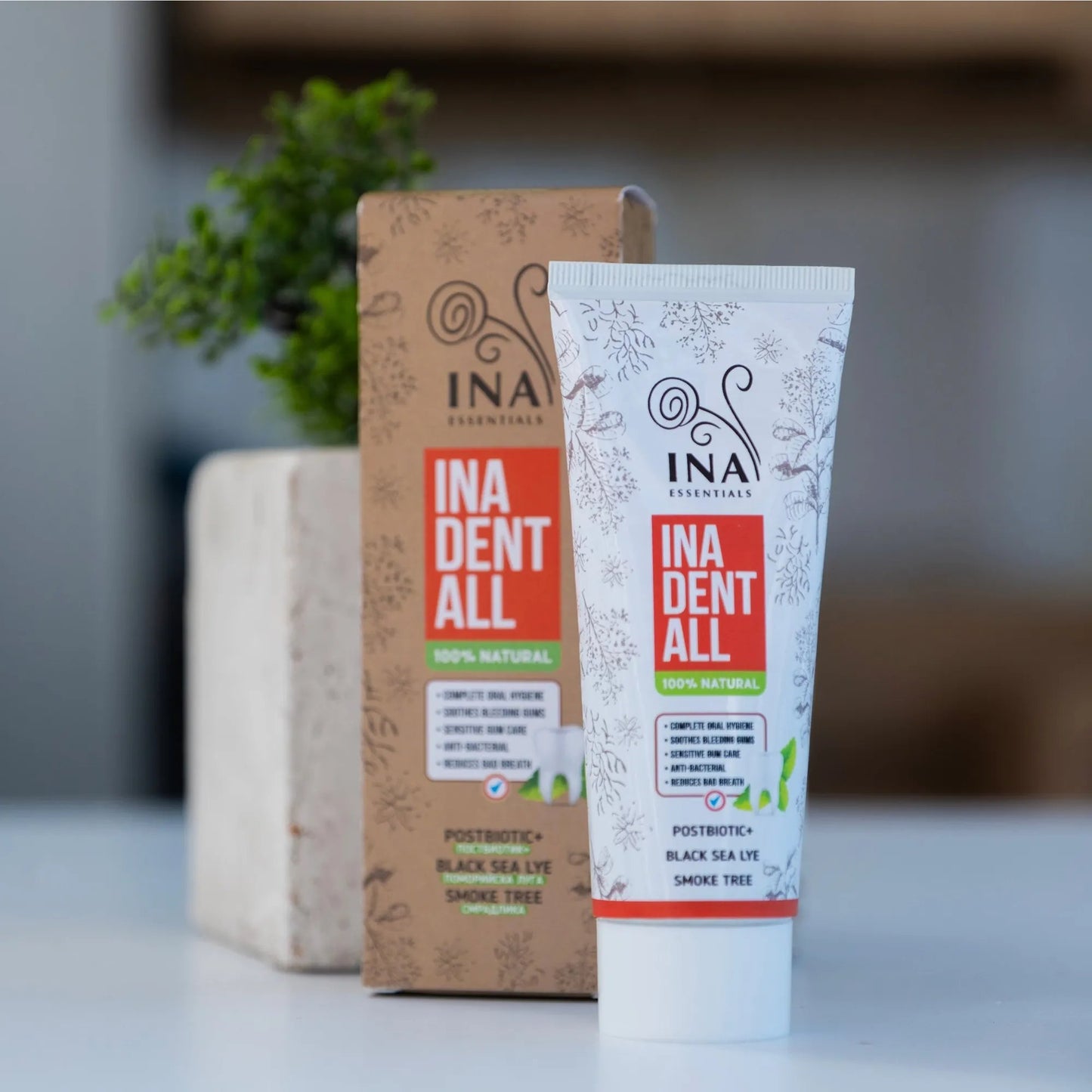 + Cadou Pastă de dinți Naturală fără Fluor cu Scumpie, Minerale din Marea Neagră și postbiotic - Ina Dent-All