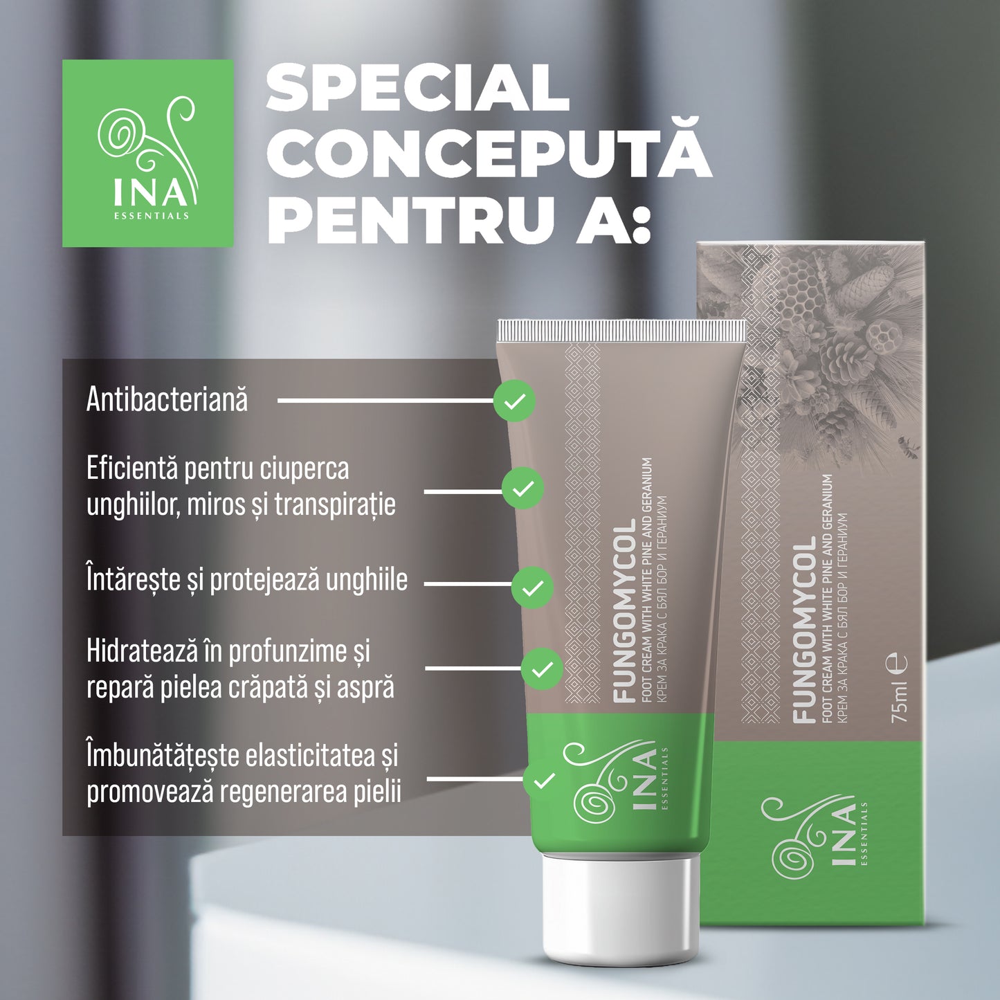 Cumpără 2 creme pentru ciuperca unghiilor și piele uscată și crăpată și primești gratuit 1 apă organică de pin alb