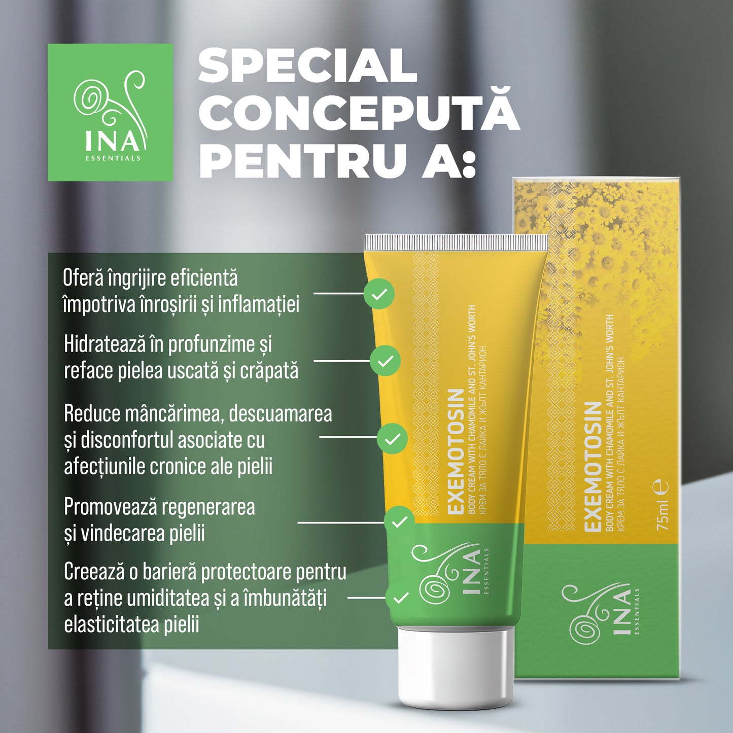 + Cadou Cremă pentru Psoriazis, Eczeme și Piele Iritată - cu Sunătoare, Mușețel și Propolis