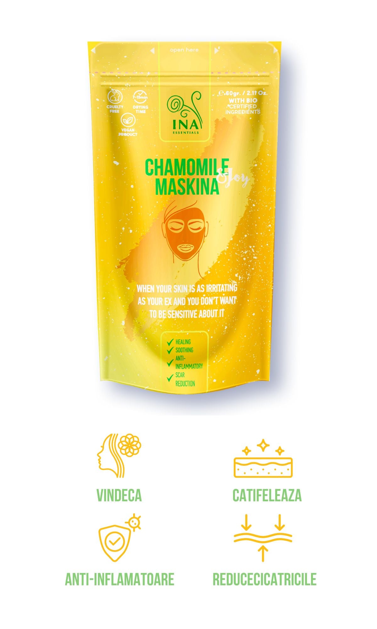 Mască de față - Maskina Musetel - îngrijire liniștitoare intensivă pentru piele Sensibilă