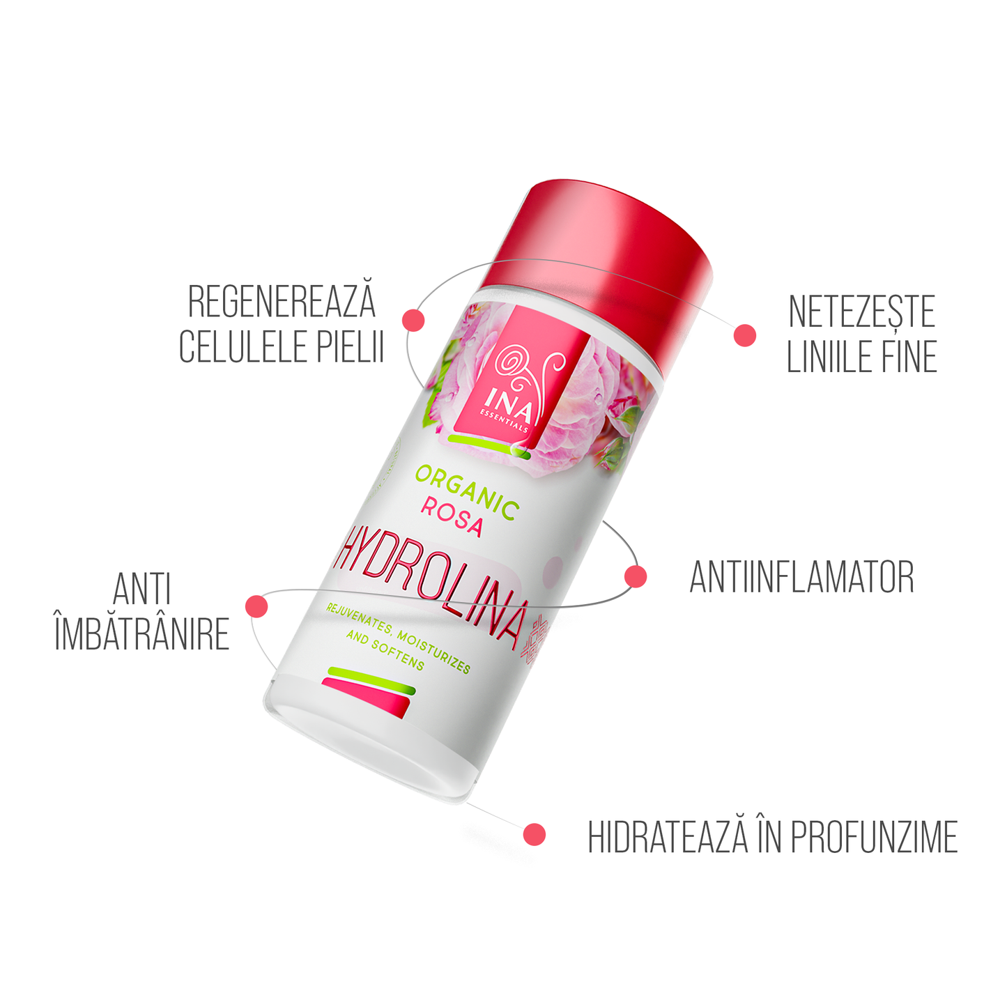 + Cadou Apă Organică de Trandafiri - Hydrolina pentru piele Uscată
