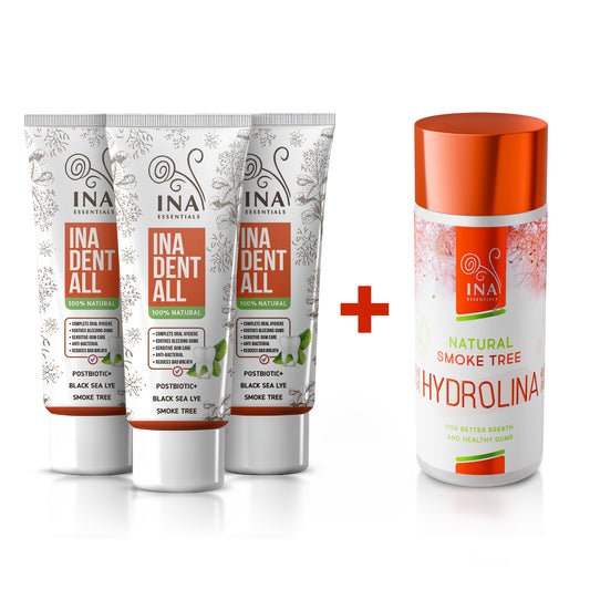 Cumpără 3 Paste de Dinți Ina Dent-All, și primești Gratuit 1 Apă de Gură de Scumpie