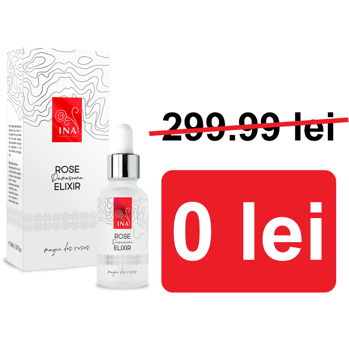 + Cadou Ser Intensiv de Față Anti-îmbătrânire cu Ulei Organic de Trandafir - Rose Elixir