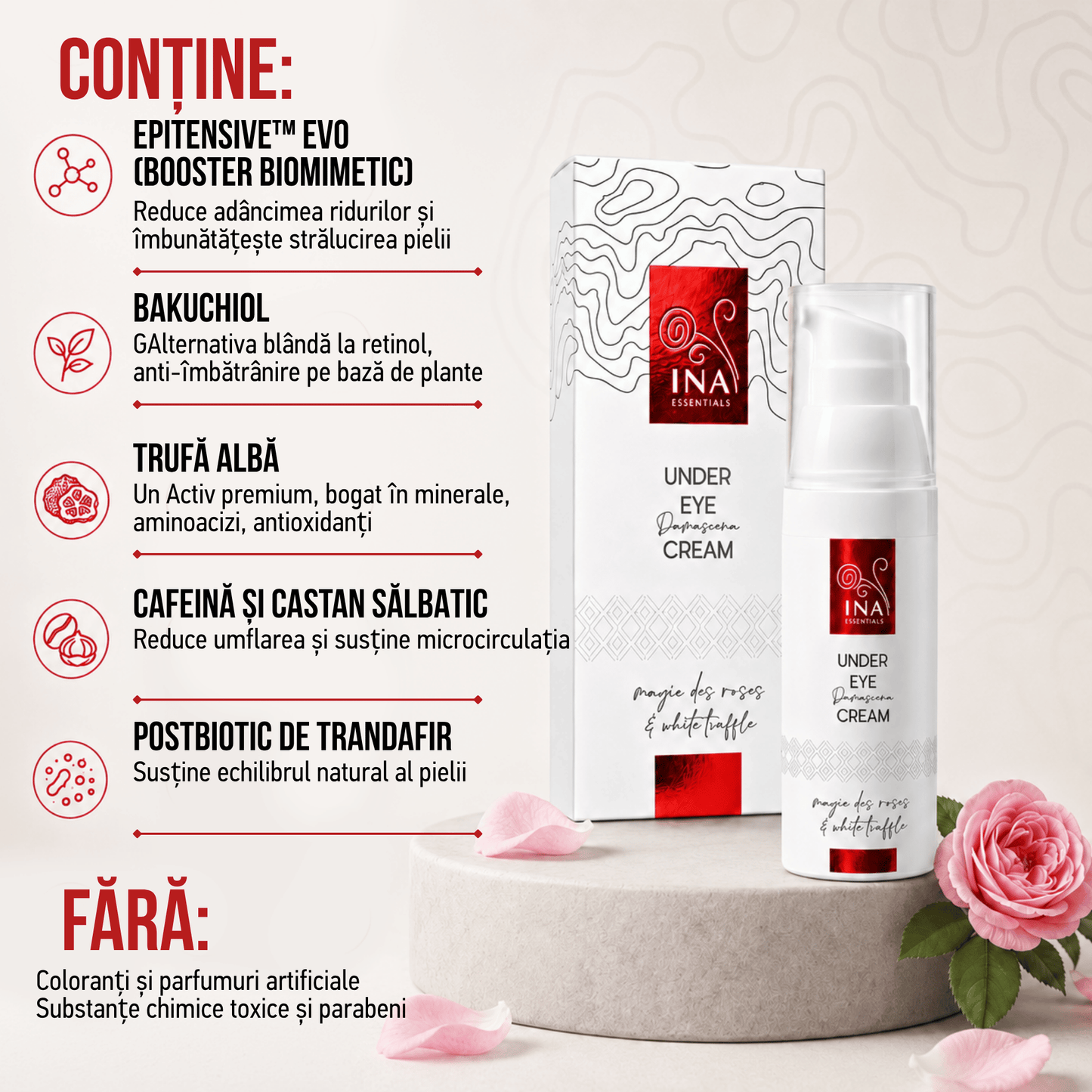 Cumpără 2 și Primești 1 Gratuit – Cremă Anti-îmbătrânire Premium pentru Ochi cu Trandafiri