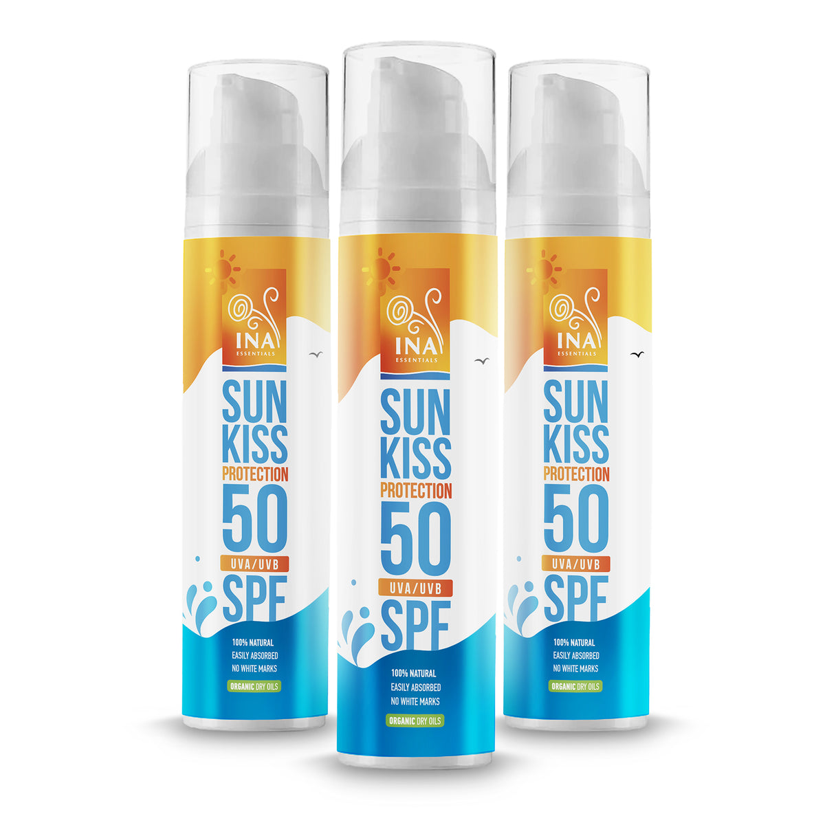 Pachet de protecție solară pentru familie - 2+1 Protecție solară naturală pentru față și corp SPF 50 cu Brad Alb Organic