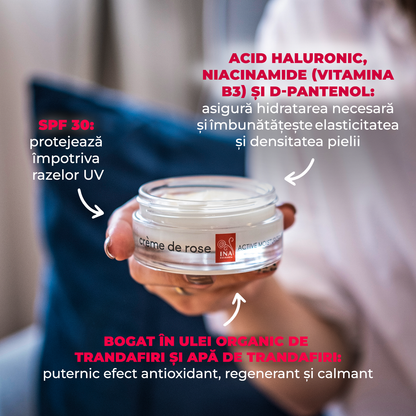 Crème de rose - Crema Hidratanta cu SPF30 - foarte bogat în ulei Esențial de Trandafir