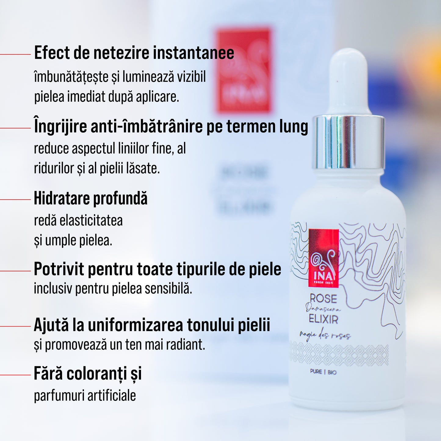 Ser Intensiv de Față Anti-îmbătrânire cu Ulei Organic de Trandafir - Rose Elixir