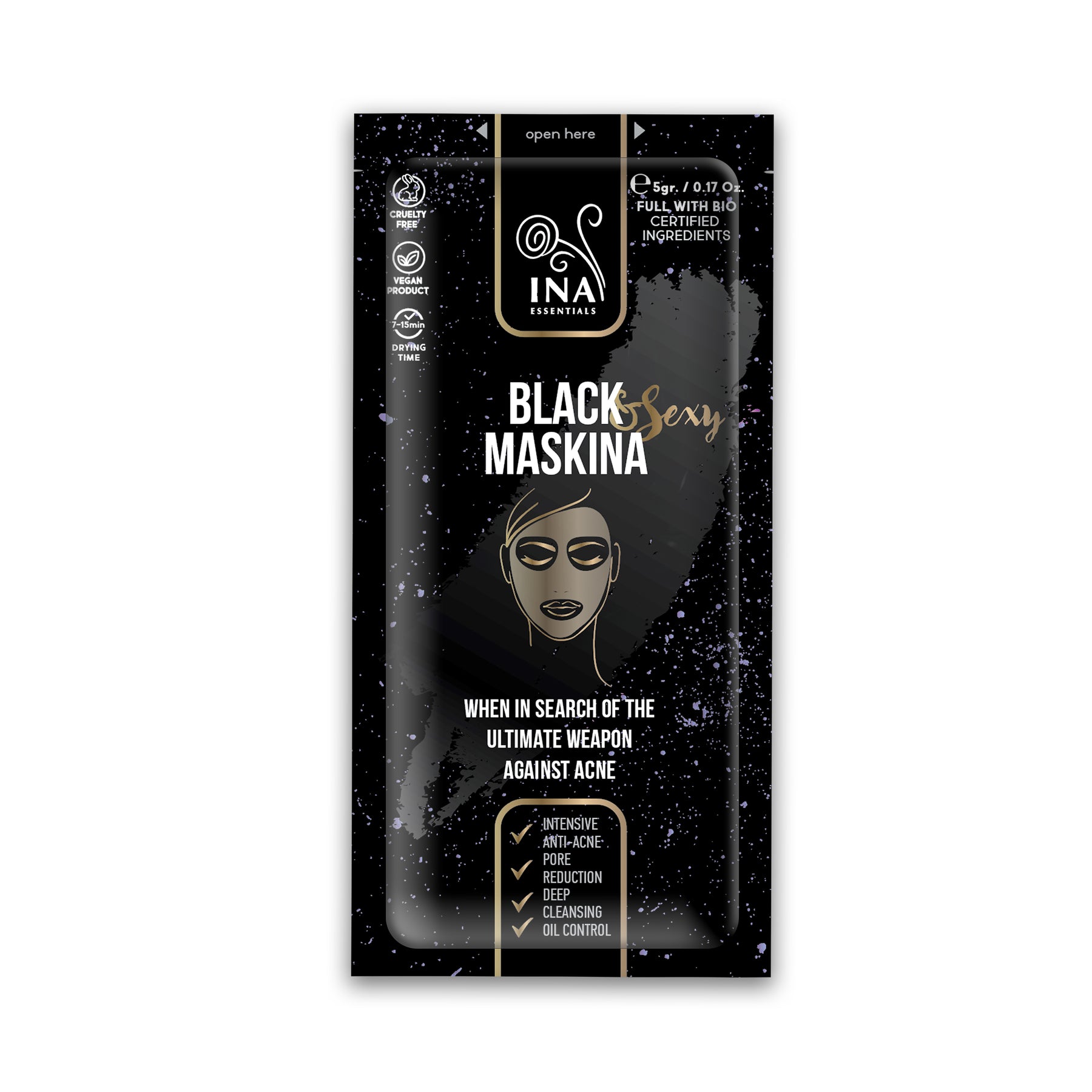 Mască de față - Maskina Neagra - îngrijire intensivă pentru Acnee și puncte Negre (prelevator)