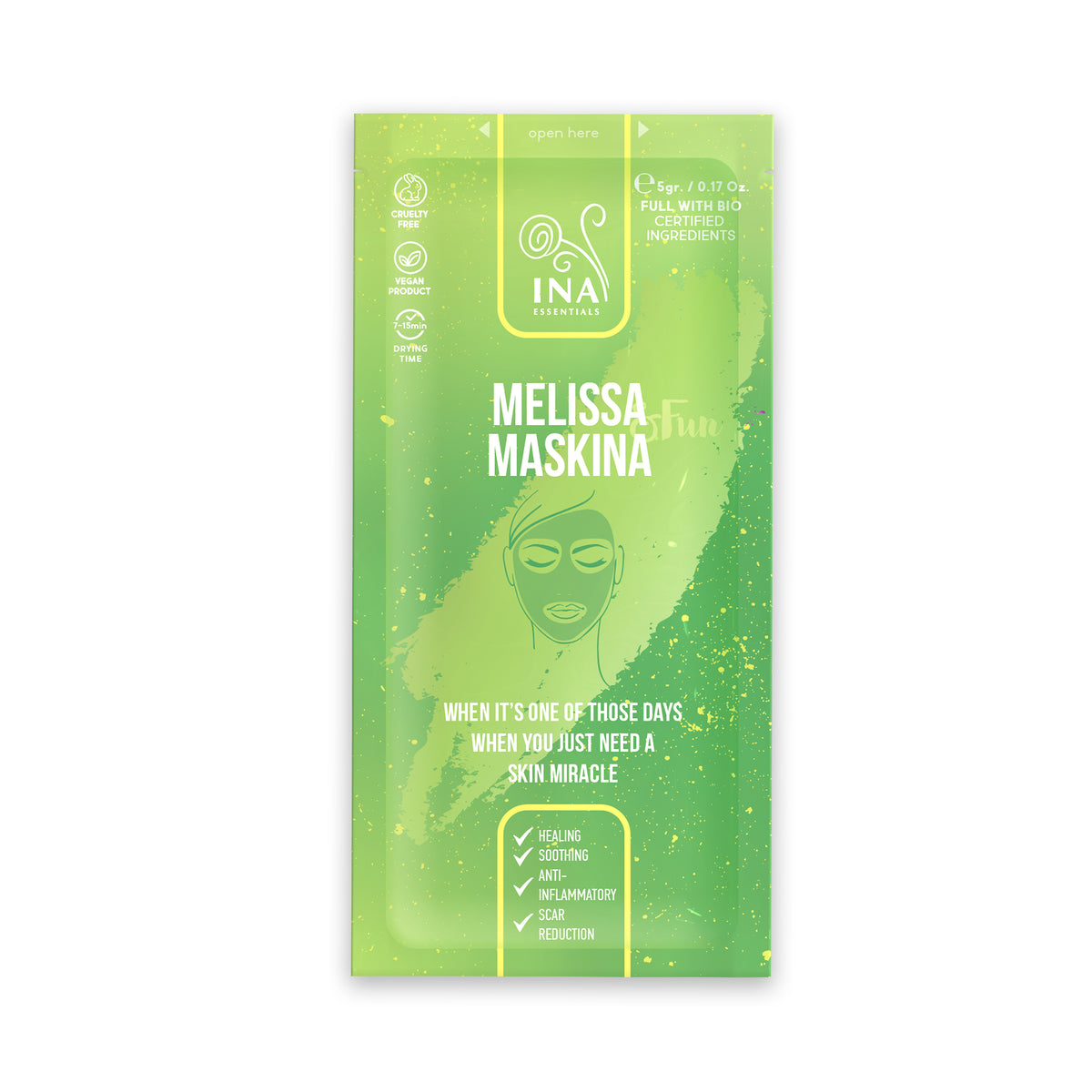 Mască de față - Maskina Melissa - îngrijire intensivă pentru piele Uscată și Epuizată (prelevator)